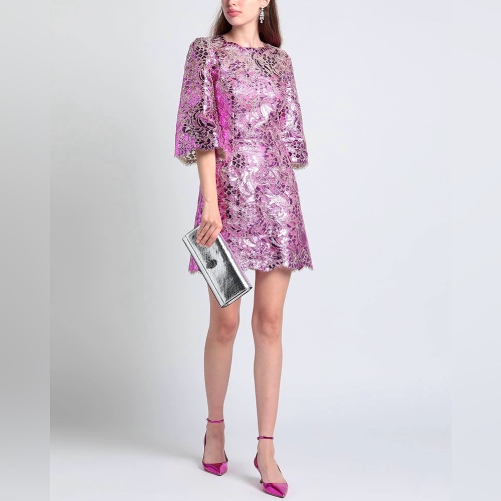 Dolce & Gabbana Vibrant Pink Lace Mini Dress